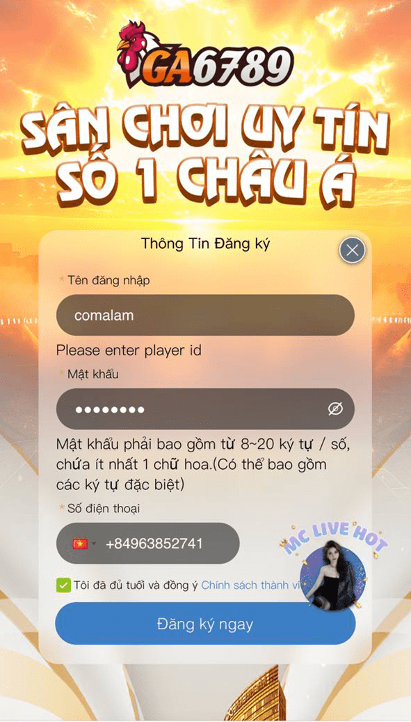 Điền thông tin đăng ký